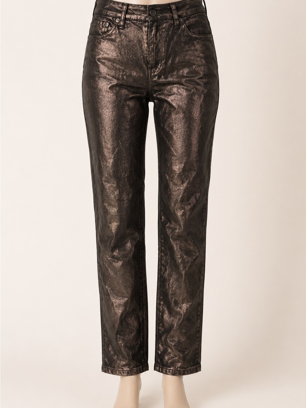 Banana Republic Metallic Bronze-Black Straight-Leg Jeans